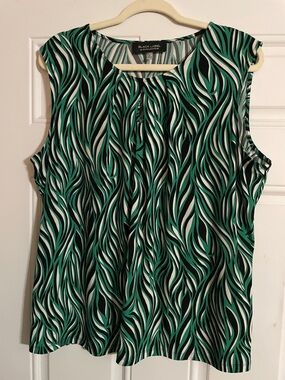 Black Label Green & Black Abstract Wave Print Sleeveless Camisole